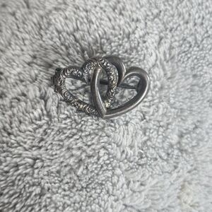 Antique Sterling Silver Interlocking Double Heart Pin